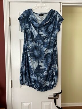 R&K Navy Floral Cowl-Neck Mini Dress